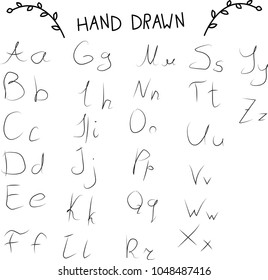 A set of hand-drawn vector illustrations. Contour in a flat style. alphabet