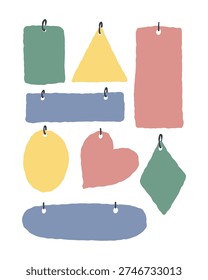 Set of hand-drawn vector paper tags and empty price labels. Perfect for sale or gift design.