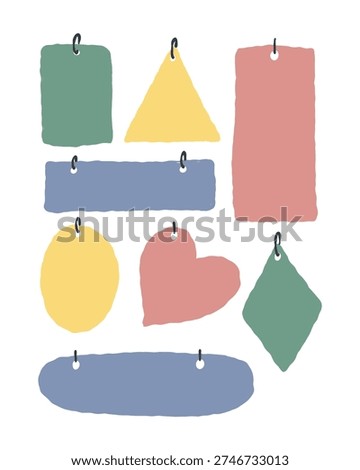 Set of hand-drawn vector paper tags and empty price labels. Perfect for sale or gift design.