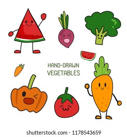Set of hand-drawn vegetables.