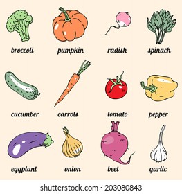 Set of hand-drawn vegetables