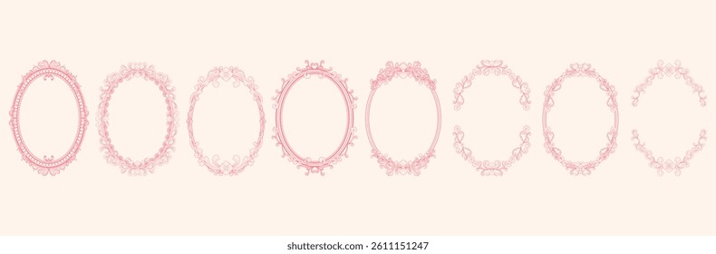 A set of hand-drawn vintage elegant frame. Designed for birthday or wedding invitation cards. Vector illustration.