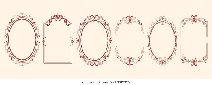 A set of hand-drawn vintage elegant frame. Vector illustration