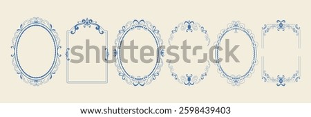 A set of hand-drawn vintage elegant frame. Vector illustration