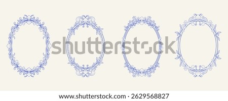 A set of hand-drawn vintage elegant frame. Designed for birthday or wedding invitation cards. Vector illustration.
