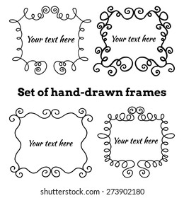 Set of hand-drawn vintage frames for cards, labels and headlines