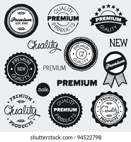 Set of hand-drawn vintage premium quality badges and labels