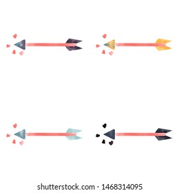 Set of hand-drawn watercolor arrows. drawn elements.