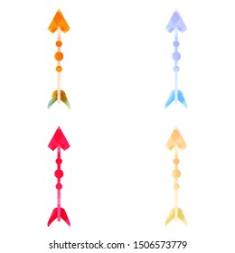 Set of hand-drawn watercolor arrows. Vectorized drawn elements.