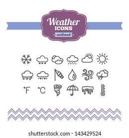 Set of hand-drawn weather icons