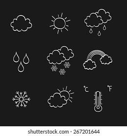 Set of hand-drawn weather simbols. Vector illustration.