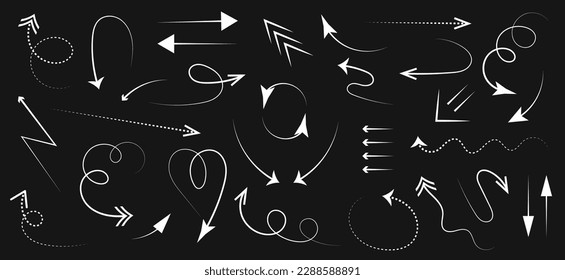 conjunto de flechas blancas dibujadas a mano