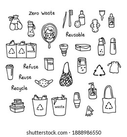 Set of hand-drawn Zero Waste elements