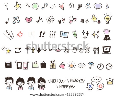 Set of hand-drawn-style icons