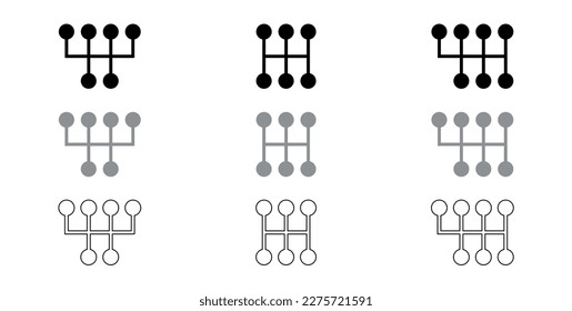 Set of handle car manual icon. Gear shifter symbol. Vector illustration isolated on white background.