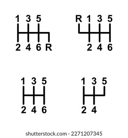 Juego de herramientas para el icono de la palanca de cambios manual del vehículo, equipo de ilustración vectorial de la tecnología de engranajes del vehículo.