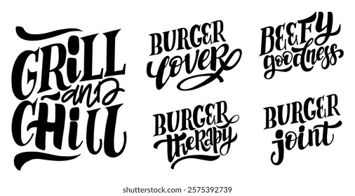 A set hand-lettered food and drink related phrases. Perfect for creating t-shirt designs, posters, and other design projects related to food, restaurants