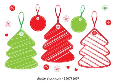 Set of handmade christmas trees as christmas tree decorations