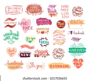 Set Handmade Craft Art Labels Tags Stock Vector (Royalty Free ...