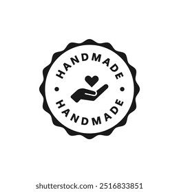 Satz von handgefertigten Emblem lineare Symbole. Hand in Kreis mit Text. Flache Vektorgrafik.