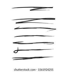 Set Of Handmade, Hand Drawn Underline Strokes Isolated On White Background EPS Vector
