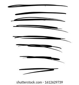 Set Of Handmade, Hand Drawn Underline Strokes Isolated On White Background EPS Vector