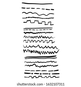 Set of handmade, hand drawn underline strokes isolated on white background EPS Vector