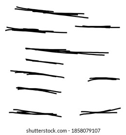 Set of handmade, hand drawn underline strokes isolated on white background EPS Vector