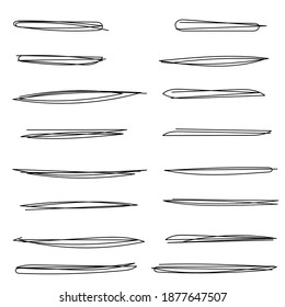 Set of handmade, hand drawn underline strokes isolated on white background EPS Vector
