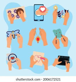 set of handmade hobbies cartoon