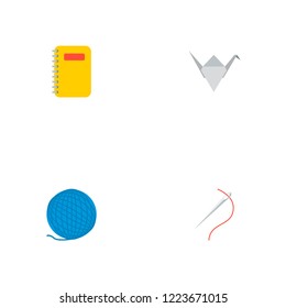 Set of handmade icons flat style symbols with wool, sewing, origami and other icons for your web mobile app logo design.