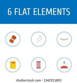 Set of handmade icons flat style symbols with needlework, pin with needle, handmade icons for your web mobile app logo design.