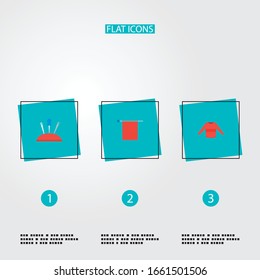 Set of handmade icons flat style symbols with pin with needle, sweater, knit needle and other icons for your web mobile app logo design.