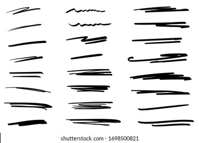 Set of handmade lines, brush lines, underlines. Hand-drawn collection of doodle style various shapes. Lettering Art Lines. Isolated on white. Vector illustration - Shutterstock ID 1698500821
