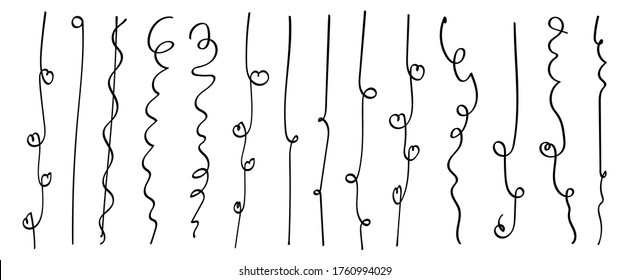 Colección dibujada a mano del estilo de doodle de varias formas verticales. Líneas de arte. Aislado en blanco. Ilustración del vector