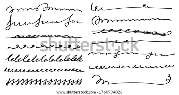 Set of handmade lines, brush\
lines, underlines. Hand-drawn collection of doodle style various\
vertical shapes. Art Lines. Isolated on white. Vector\
illustration