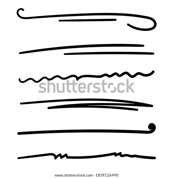 Set of handmade lines, brush lines,\
underlines. Hand-drawn collection of doodle style various shapes.\
Art Lines. Isolated on white. Vector\
illustration