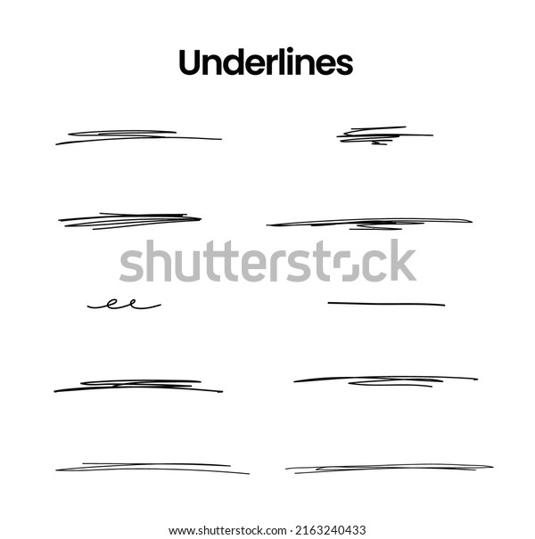 Set of handmade lines, brush\
lines, underlines. Hand-drawn collection of doodle style various\
shapes. Lettering Art Lines. Isolated on white. Vector\
illustration