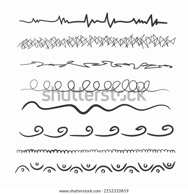 Set of handmade lines, underlines. Black\
marker and grunge brush stroke lines. Hand drawn line borders,\
scribble strokes and design elements. Doodle style pen brushes.\
Vector illustration.