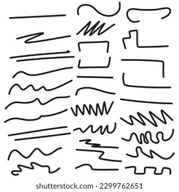 Set of handmade lines,brush lines,underlines.Hand drawn collection set of doodle lines,vector illustration eps10