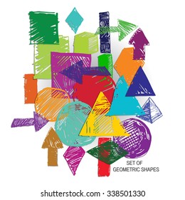 Set of handmade vector geometric shapes. Ready to be used for your design.