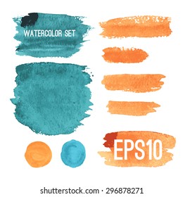 Set of hand-painted brush strokes.  Vector illustration.