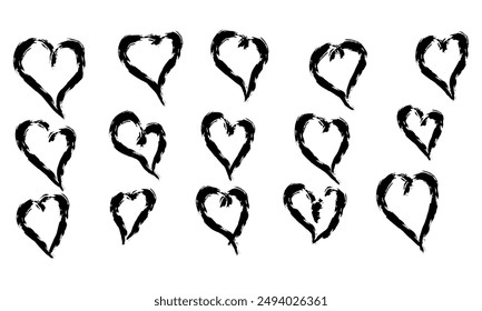 set of Hand-Painted Brushstroke Hearts Collection