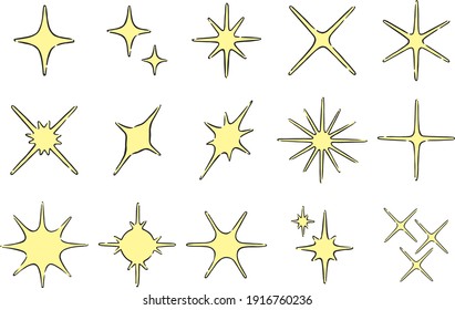 
A set of hand-painted icons of glittering light.