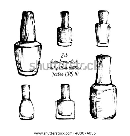 set handpainted nail polish bottles isolated stock vector royalty