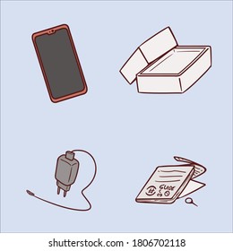 Set of handphone hand drawing vector illustration