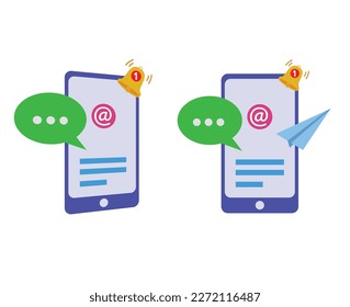 set handphone icon and notification bell. document icon