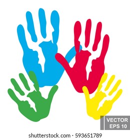 Set. Handprints. Multicolored. A lot of. For your design.