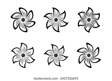 set of handrawn flowers vector design