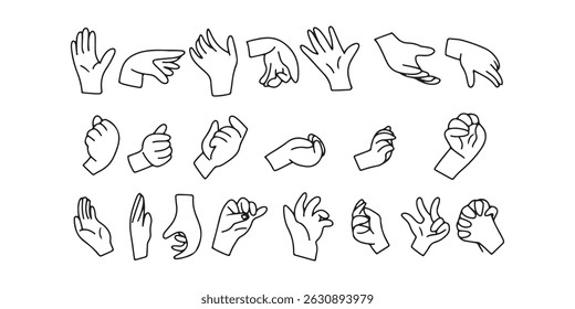 Set of handrawn hand poses variant different cartoon design